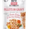 BRIT CARE Cat Pouches Fillets In Gravy With Tender Turkey & Savory Salmon 85g X12 -Royal Croquettes Promos Magasin fre pl BRIT CARE Cat Pouches Fillets in Gravy with Tender Turkey Savory Salmon 85g x12 30057 1