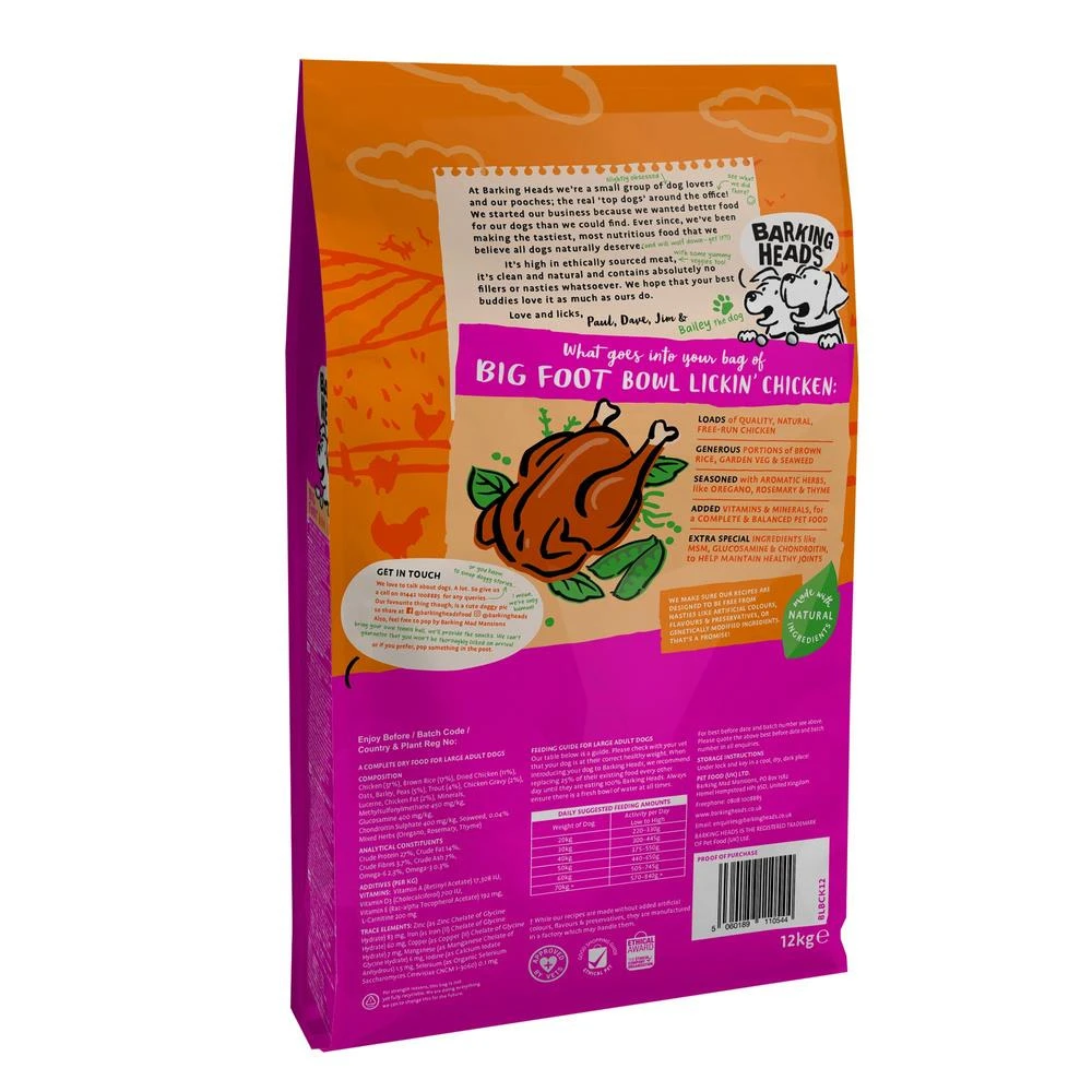 Barking Heads Bowl Lickin' Poulet Pour Chiens Adultes De Grande Race 12kg 4 Barking Heads Bowl Lickin' Poulet Pour Chiens Adultes De Grande Race 12kg – Image 2