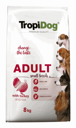 Tropidog Premium Adult Petites Races Avec Dinde Et Riz 8kg+Surprise Gratuite Pour Chien