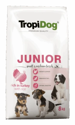 Tropidog Premium Junior Petites Et Moyennes Races Saumon Avec Riz 8kg