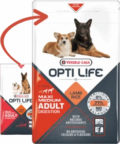 Versele-Laga Opti Life Adult Digestion Medium&Maxi Agneau Avec Riz 12,5 Kg